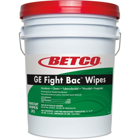 BETCO GE Fight Bac Disinfectant Wipes - Wipe - 11" Width x 7" Length, PK 1500 3920500